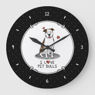 Relógio Grande I Love Pit Bulls (lt brindle white 3)