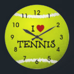 Relógio Grande I Love Tennis - Tennis Ball<br><div class="desc">I Love Tennis wrist watch.</div>