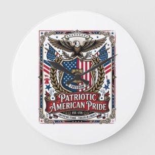 Relógio Grande Ícones e Símbolos da Liberdade do Escudo Patriótic