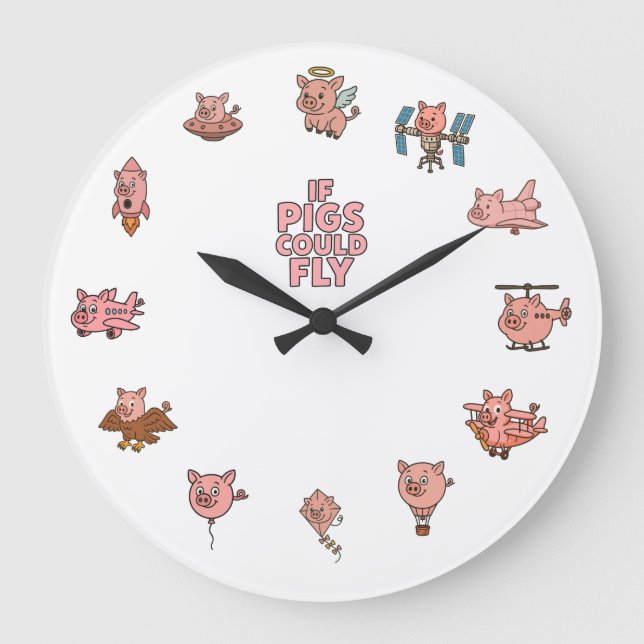 Relógio Grande If Pigs Could Fly Wall Clock – Adorable Pig-Planes (Frente)