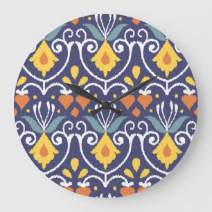 Relógio Grande Ikat artesanal: Tecido de Boho Étnico