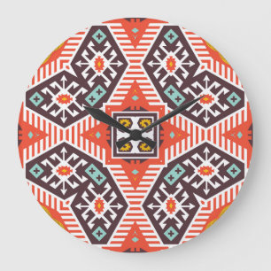 Relógio Grande Ikat Aztec: Textura em striping étnico