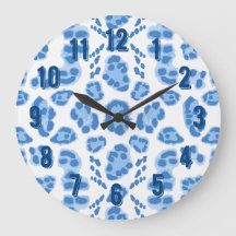 Ikat de leopardo em Porcelana Azul