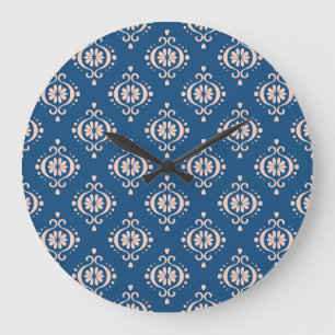 Relógio Grande Ikat Geométrico Folklore Damask Ornament