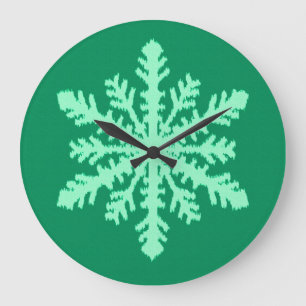 Relógio Grande Ikat Snowflake - Pinheiro e horta verdes