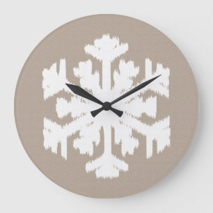 Relógio Grande Ikat Snowflake - Taupe bronzeado e branco