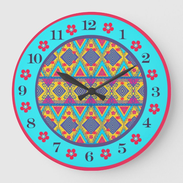 Relógio Grande Ilha Boho Tribal (Frente)