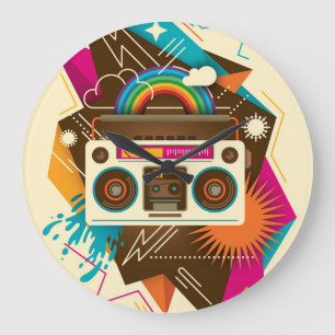 Relógio Grande Ilustração colorida de rádio Abstrato Vintage
