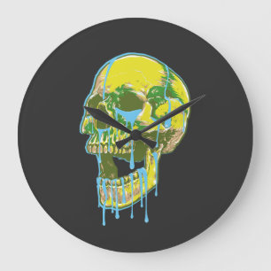 Relógio Grande Ilustração de Caveira com Neon Pingando – Arte Gru