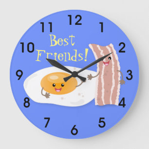 Relógio Grande Ilustração de desenho animado de bacon e ovo caw