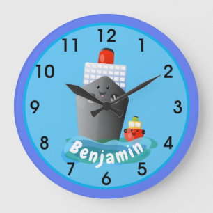 Relógio Grande Ilustração de desenho animado de rebocador de navi