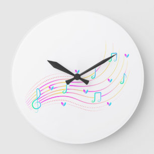 Relógio Grande Ilustração de onda de nota musical neon