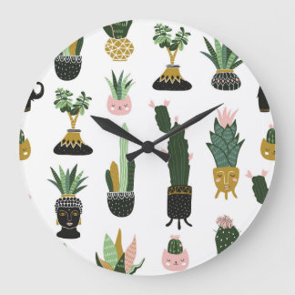 Relógio Grande Ilustração de Plantas Tropicais