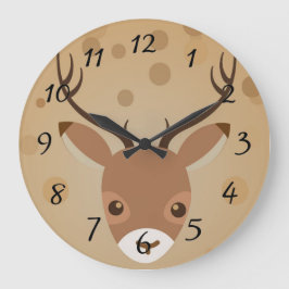 Relógio Grande Ilustração de rena em um fundo marrom
