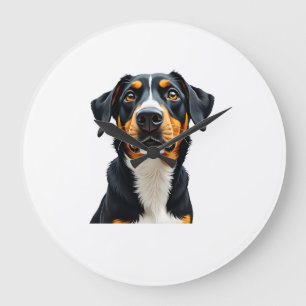 Relógio Grande Ilustração de retrato de cachorro colorido retrô V
