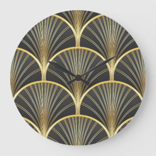 Relógio Grande Ilustração de Textura Geométrica Art Deco