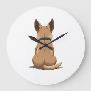 Relógio Grande Ilustração de Vista Posterior de Cachorro Antigo c
