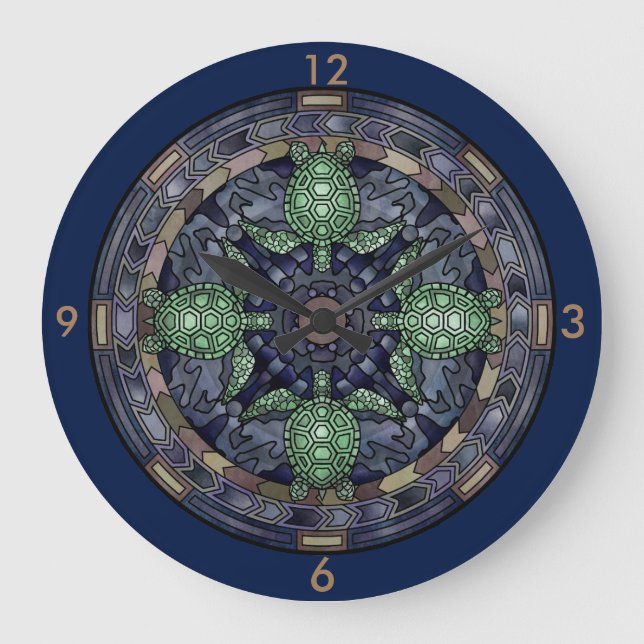 Relógio Grande Ilustração do teste padrão do círculo da mandala (Frente)