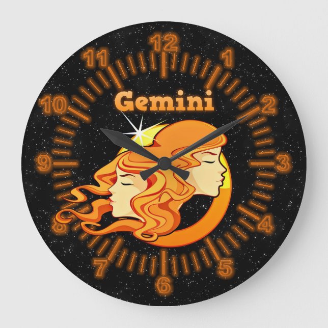 Relógio Grande Ilustração Gemini (Frente)