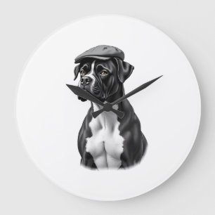 Relógio Grande Ilustração Gráfica Monocromática de Boxer Antigo c
