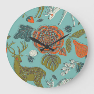 Relógio Grande Ilustração Invisível De Veado De Jardim De Verão.