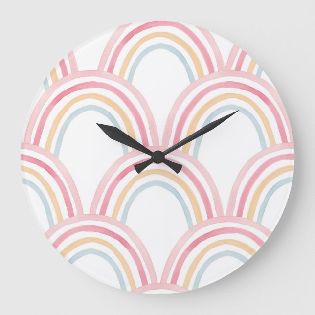 Relógio Grande Ilustração Sem Costura Colorida Rainbow (Frente)