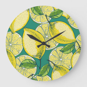Relógio Grande Ilustração sem costura da Fruta de limão