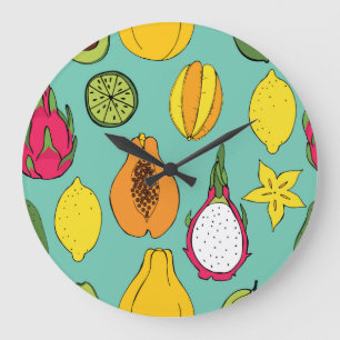Relógio Grande Ilustração sem costura da Fruta Vintage