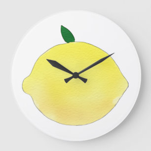 Relógio Grande Ilustração Vibrante de Limão Amarelo