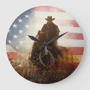 Relógio Grande Imagem do cowboy do Dia da Independência.