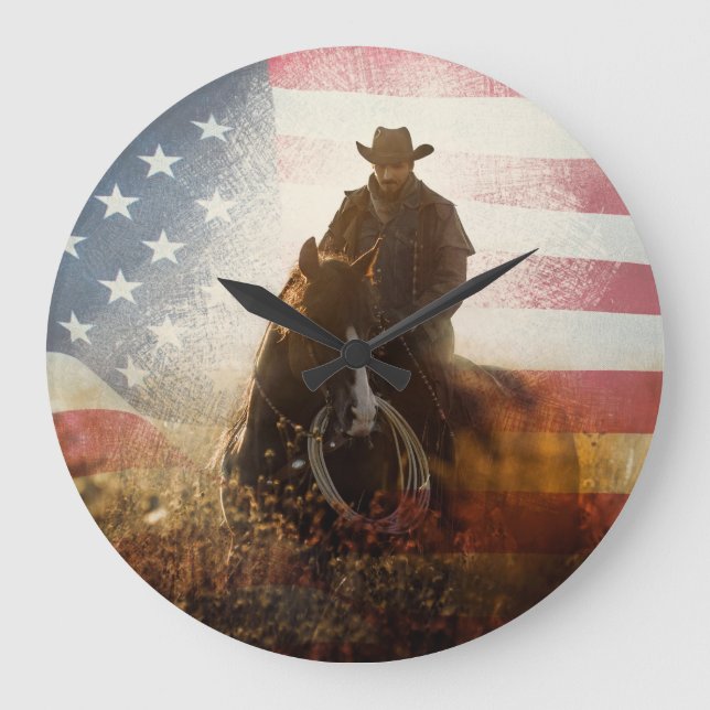 Relógio Grande Imagem do cowboy do Dia da Independência. (Frente)