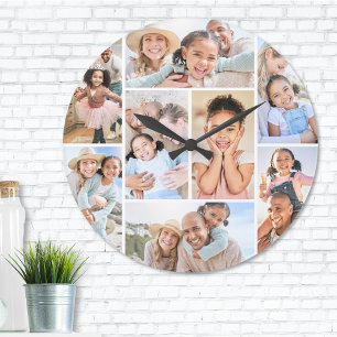 Relógio Grande Imagem Elegante Simples Colagem de Fotos