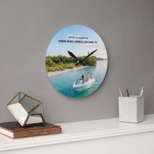 Relógio Grande Imagem Personalizada de Barco Moderno & Coordenada
