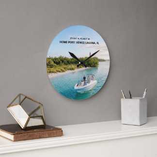 Relógio Grande Imagem Personalizada de Barco Moderno & Coordenada
