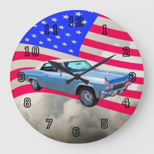 Relógio Grande Impala 1965 de Chevy 327 com bandeira americana