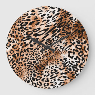 Relógio Grande Impressão Afro-Leopardo Invisível