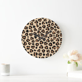 Relógio Grande Impressão Animal, Leopardo Castanho, Manchas de Ch