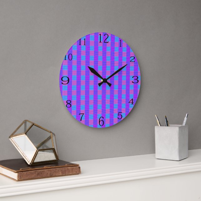 Relógio Grande Impressão de Bubblegum Tartan (Escritório)