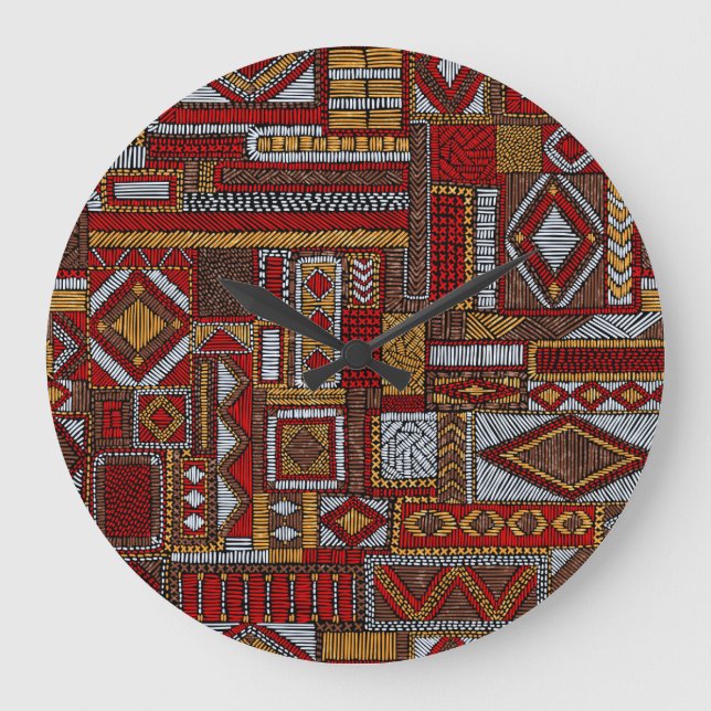Relógio Grande Impressão de Étnica Bordada de Estilo de Patchwork (Frente)
