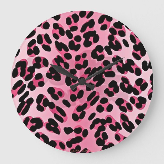 Relógio Grande Impressão de Guepardo Rosa RAB Rockabilly (Frente)