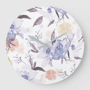 Relógio Grande Impressão Floral Vintage 1