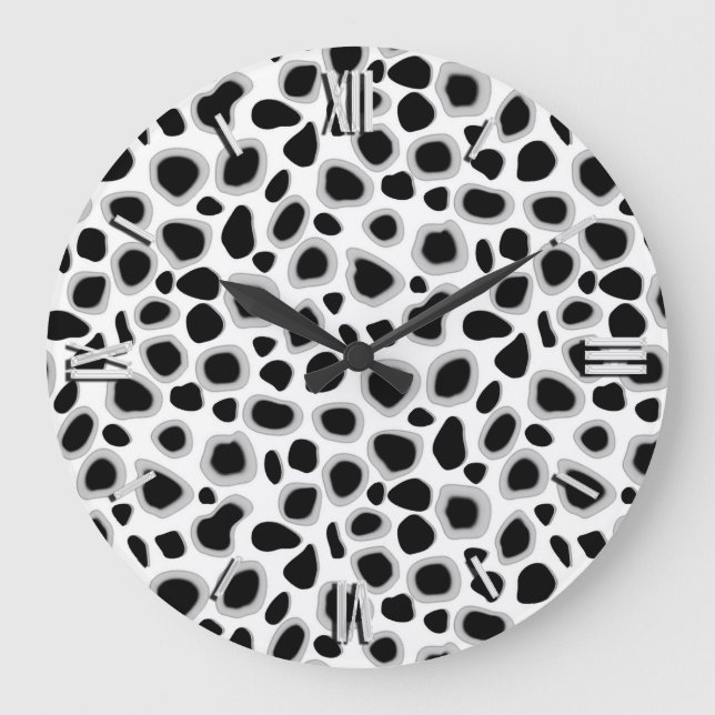 Relógio Grande Impressão Leopardo - Preto e Branco (Frente)