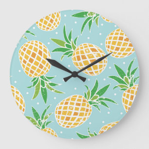 Relógio Grande Impressão Tropical de Abacaxi sem costura