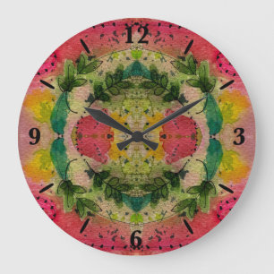 Relógio Grande Impressionismo De Abstrato De Aquarelas E Tintas