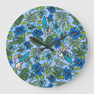 Relógio Grande Impressões tropicais havaianos Aloha Patchwork - 