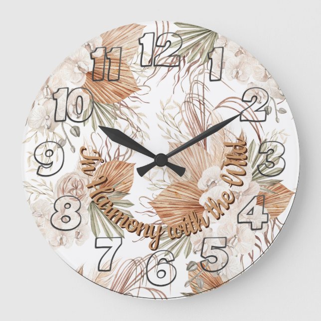 Relógio Grande In Harmony with the Wild Wall Clock | Boho Decor (Frente)