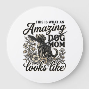 Relógio Grande Incrível Mãe de Cachorro Design Floral Vintage Ama