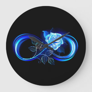 Relógio Grande Infinito brilhante com rosa azul
