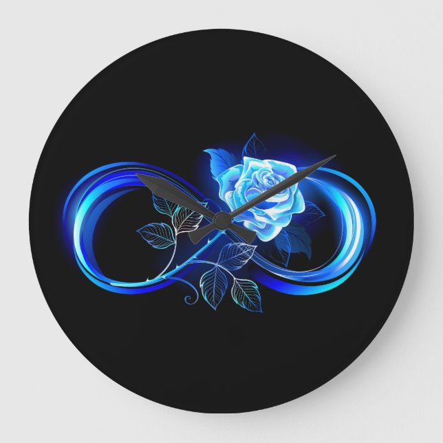 Relógio Grande Infinito brilhante com rosa azul (Frente)