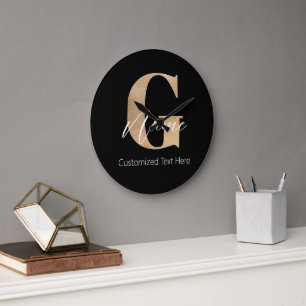 Relógio Grande Inicial Moderna Monogramada G & Nome Personalizado